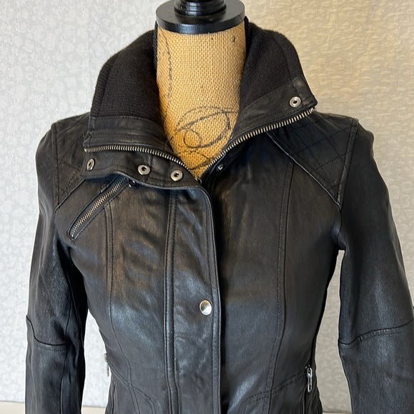 COLE HAAN LEATHER JACKET XS - Picture 3 of 16